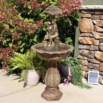 Sunnydaze Decor Sunnydaze Outdoor Solar Powered Polyresin Lovers Umbrella Water Fountain With Battery Backup And LED Lights - 43" 3 Sunnydaze Decor Sunnydaze Outdoor Solar Powered Polyresin Lovers Umbrella Water Fountain With Battery Backup And LED Lights - 43"