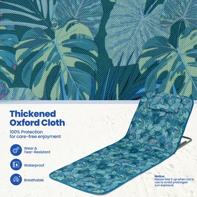 Tangkula 3PCS Folding Beach Mat Set Adjustable Beach Lounge Chair & Side Table Set 8 Tangkula 3PCS Folding Beach Mat Set Adjustable Beach Lounge Chair & Side Table Set - Image 6