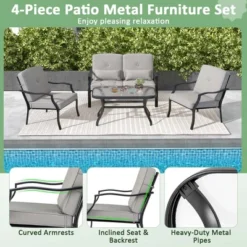 Costway 4 PCS Patio Furniture Set Outdoor Conversation Sofa Tempered Glass Coffee Table -Sunnydaze Decor Store GUEST 3d3f6529 1658 4456 92d2 1d376c6c2d86