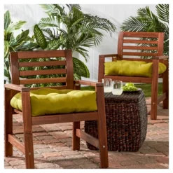 Set Of 2 Solid Outdoor Seat Cushions - Kensington Garden