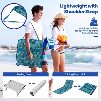 Tangkula 3PCS Folding Beach Mat Set Adjustable Beach Lounge Chair & Side Table Set 10 Tangkula 3PCS Folding Beach Mat Set Adjustable Beach Lounge Chair & Side Table Set - Image 8
