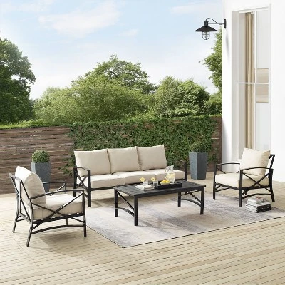 Kaplan 4pc Outdoor Sofa Set - Oatmeal - Crosley 9 Kaplan 4pc Outdoor Sofa Set - Oatmeal - Crosley - Image 7