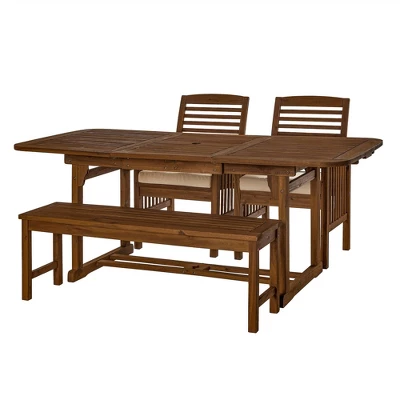 Ravenscroft 4pc Extendable Acacia Wood Outdoor Dining Set - Saracina Home 3 Ravenscroft 4pc Extendable Acacia Wood Outdoor Dining Set - Saracina Home