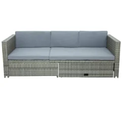 4pc Outdoor Wicker Conversation Sectional Set With Cushions - Gray - GODEER 39 4pc Outdoor Wicker Conversation Sectional Set With Cushions - Gray - GODEER -Sunnydaze Decor Store GUEST 3f4c36ea 0e6f 4713 9b56 6c8fde3c1487