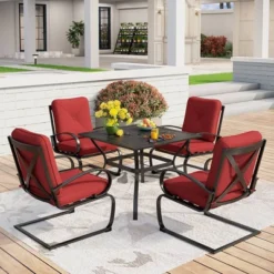 Captiva Designs 5pc Patio Dining Set With Square Table & 4 Metal Spring Motion Chairs 21 Captiva Designs 5pc Patio Dining Set With Square Table & 4 Metal Spring Motion Chairs -Sunnydaze Decor Store GUEST 3fbb0f01 d161 4fae beac 2ce39a5e4138