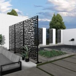 NewTown Decorative Privacy Screen Outdoor Divider With Stand, Featuring Precise Laser Cut,Metal Material-The Pop Home -Sunnydaze Decor Store GUEST 402b4483 6f67 467d 85ee 95725215c813