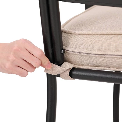 7pc Outdoor Dining Set With 6 Chairs With Seat & Back Cushions & Metal Rectangle Table With Umbrella Hole - Captiva Designs 8 7pc Outdoor Dining Set With 6 Chairs With Seat & Back Cushions & Metal Rectangle Table With Umbrella Hole - Captiva Designs - Image 6