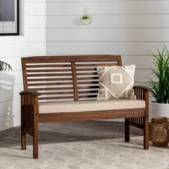 Ravenscroft Modern Boho Acacia Wood Slatted Outdoor Loveseat With Cushion - Saracina Home 28 Ravenscroft Modern Boho Acacia Wood Slatted Outdoor Loveseat With Cushion - Saracina Home -Sunnydaze Decor Store GUEST 40bff483 b5bb 44be 88db 6989c5aba85c