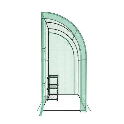 Costway 7'x 3.5'x 7' Lean-to Greenhouse Portable Wall House With Green PE Cover And Shelf 10 Costway 7'x 3.5'x 7' Lean-to Greenhouse Portable Wall House With Green PE Cover And Shelf - Image 8