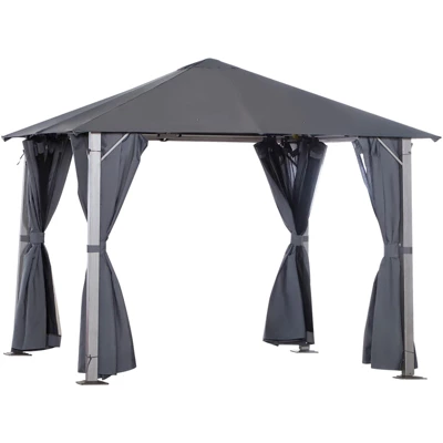 Outsunny Patio Gazebo 10' X 10' Outdoor Soft Top Canopy Tent With Zippered Mesh Sidewalls, Privacy Curtains, Netting 5 Outsunny Patio Gazebo 10' X 10' Outdoor Soft Top Canopy Tent With Zippered Mesh Sidewalls, Privacy Curtains, Netting - Image 3