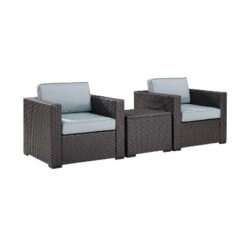 Biscayne 3pc Outdoor Wicker Seating Set - Mist - Crosley -Sunnydaze Decor Store GUEST 434a83f4 ba95 4973 a724 473801986cce