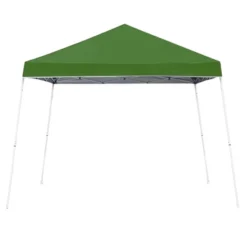 Z Shade 10x10 Foot Angled Leg Instant Shade Canopy Tent Portable Shelter, Green & Durable Plastic 5 Pound Canopy Tent Leg Weight Plates, Set Of 4