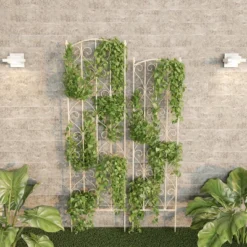 Set Of 2 Garden Trellises - For Climbing And Potted Plants - Decorative Scroll Metal Panels With 7.75-Inch Stakes By Pure Garden (White) -Sunnydaze Decor Store GUEST 43a0ea23 aae5 42bb 818b 5a22dceafd76