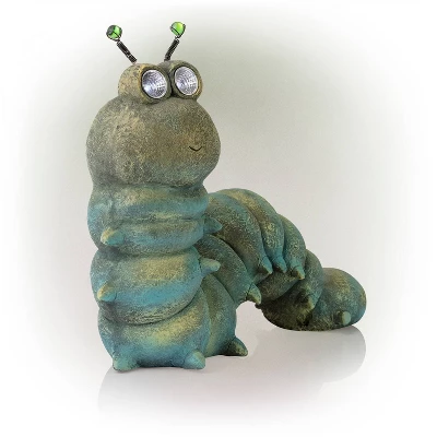 16" Solar Caterpillar Statue With LED Lights - Alpine Corporation 4 16" Solar Caterpillar Statue With LED Lights - Alpine Corporation - Image 2