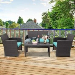 Tangkula 8PCS Outdoor Patio Furniture Sets Weather-Resistant Rattan Sofas W/ Soft Cushion Turquoise 11 Tangkula 8PCS Outdoor Patio Furniture Sets Weather-Resistant Rattan Sofas W/ Soft Cushion Turquoise -Sunnydaze Decor Store GUEST 451e5f83 6592 4e3b 91de 4fb652b6fbd9