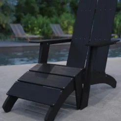 Merrick Lane Set Of 2 Adirondack Slatted Back Patio Chairs With Accompanying Foot Ottomans -Sunnydaze Decor Store GUEST 459b7ce3 a0da 4e2a 9fcc 9aad1bccaea1