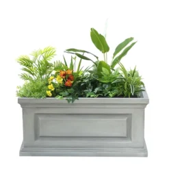 LuxenHome Gray MgO Rectangular Box Flower Pot Planter -Sunnydaze Decor Store GUEST 45bf1c90 a321 49d9 9a16 d4840da3c656