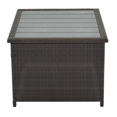 9pc Wicker Patio Sectional Seating Set With Cushions - Brown/Blue - GODEER 14 9pc Wicker Patio Sectional Seating Set With Cushions - Brown/Blue - GODEER - Image 12