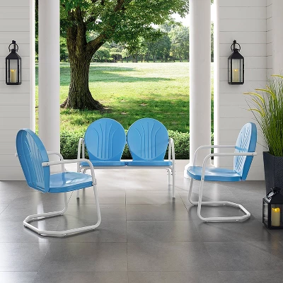 Griffith 3pc Outdoor Seating Set - Sky Blue - Crosley 4 Griffith 3pc Outdoor Seating Set - Sky Blue - Crosley - Image 2
