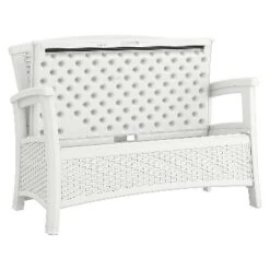 Suncast ELEMENTS Resin Patio Storage Loveseat - White