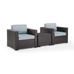 Biscayne 3pc Outdoor Wicker Seating Set - Mist - Crosley -Sunnydaze Decor Store GUEST 48964259 b147 4d5a 8b64 9b848411e125