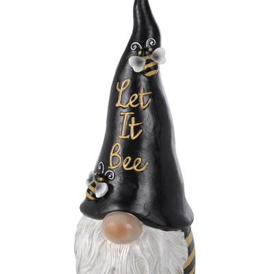 12" Polyresin "Let It Bee" Indoor/Outdoor Garden Gnome Statue Black/Yellow - Alpine Corporation 7 12" Polyresin "Let It Bee" Indoor/Outdoor Garden Gnome Statue Black/Yellow - Alpine Corporation - Image 5