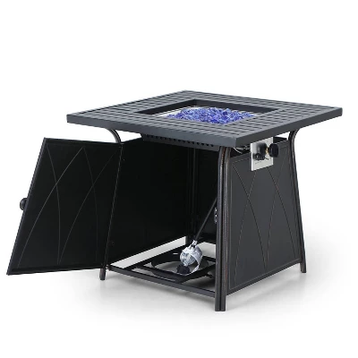 Captiva Designs 7pc Steel & Wicker Outdoor Square Fire Pit Furniture Set With Cushions 9 Captiva Designs 7pc Steel & Wicker Outdoor Square Fire Pit Furniture Set With Cushions - Image 7