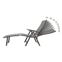 3pc Outdoor Set With Aluminum Adjustable Chaise Lounge & Table Set - Black/Gray - Crestlive Products -Sunnydaze Decor Store GUEST 49be1c4e ea21 4e23 8623 8d347749a3a3