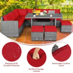 Costway 7 PCS Patio Rattan Dining Set Sectional Sofa Couch Ottoman Garden WhiteRedBlack -Sunnydaze Decor Store GUEST 4d5859ab ed68 48e5 b1a8 666bb4c33928