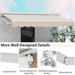 Costway Retractable Patio Awning Aluminum Deck Sunshade Shelter Outdoor Beige -Sunnydaze Decor Store GUEST 4f83b532 9a1a 456b a575 82ea8e2c7a5c