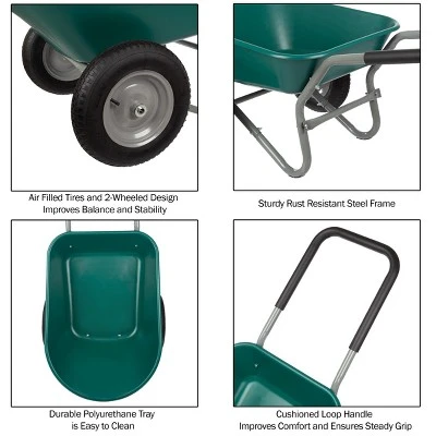 Nature Spring 2-Wheeled Garden Wheelbarrow For Residential DIY Landscaping, Lawn Care, And Remodeling 4 Nature Spring 2-Wheeled Garden Wheelbarrow For Residential DIY Landscaping, Lawn Care, And Remodeling - Image 2