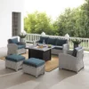 Bradenton 6pc Outdoor Wicker Sofa And Arm Chair Seating Set With Dante Fire Table And 2 Ottomans - Navy/Gray - Crosley -Sunnydaze Decor Store GUEST 4fd429d9 0f43 4008 993f 7d5ca7c79911