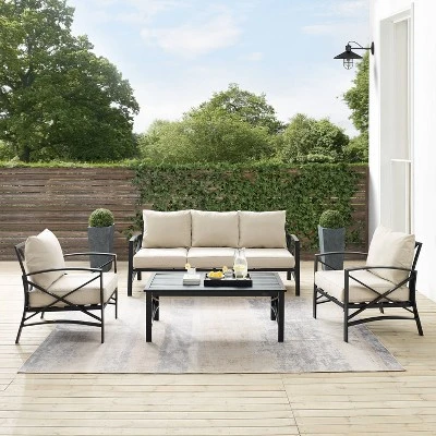 Kaplan 4pc Outdoor Sofa Set - Oatmeal - Crosley 8 Kaplan 4pc Outdoor Sofa Set - Oatmeal - Crosley - Image 6