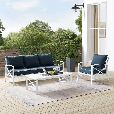 Kaplan 3pc Outdoor Sofa Set With Sofa & Arm Chair With Coffee Table - Navy - Crosley 9 Kaplan 3pc Outdoor Sofa Set With Sofa & Arm Chair With Coffee Table - Navy - Crosley - Image 7