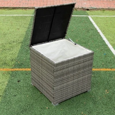 4pc Wicker Patio Seating Set With Cushions - Gray/Beige - GODEER 13 4pc Wicker Patio Seating Set With Cushions - Gray/Beige - GODEER - Image 11