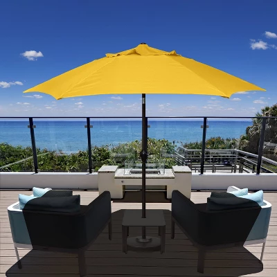 9' X 9' Aluminum Market Patio Umbrella With Crank Lift And Push Button Tilt Yellow - Astella 5 9' X 9' Aluminum Market Patio Umbrella With Crank Lift And Push Button Tilt Yellow - Astella - Image 3