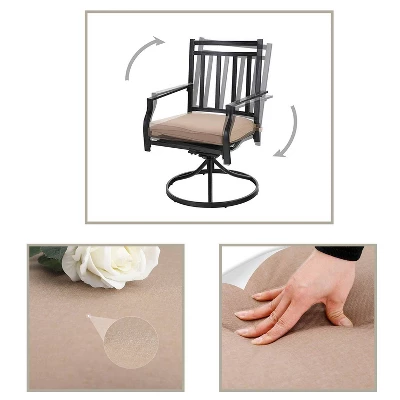 7pc Patio Dining Set With Rectangle Table With 2.6" Umbrella Hole & 360 Swivel Cushioned Arm Chairs - Captiva Designs 8 7pc Patio Dining Set With Rectangle Table With 2.6" Umbrella Hole & 360 Swivel Cushioned Arm Chairs - Captiva Designs - Image 6