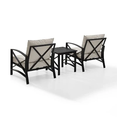 3pc Kaplan Outdoor Seating Set With 2 Chairs & Side Table - Oatmeal - Crosley 4 3pc Kaplan Outdoor Seating Set With 2 Chairs & Side Table - Oatmeal - Crosley - Image 2