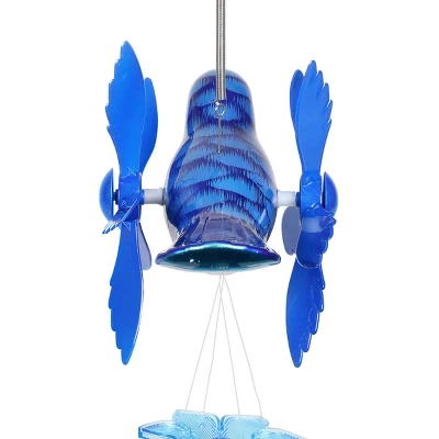 24" Metal Bird Spinning Wings Wind Chime Blue - Exhart 7 24" Metal Bird Spinning Wings Wind Chime Blue - Exhart - Image 5