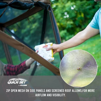 CLAM Quick-Set Pavilion Camper Foot Portable Pop-Up Camping Outdoor Gazebo Screen Tent 6 Sided Canopy Shelter With Stakes And Bag 4 CLAM Quick-Set Pavilion Camper Foot Portable Pop-Up Camping Outdoor Gazebo Screen Tent 6 Sided Canopy Shelter With Stakes And Bag - Image 2