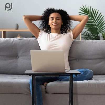 PJ Wood 19.09 X 14.57 X 26.00 Inch Folding TV Tray Tables With Compact Storage Rack, Solid Wood Construction, Black Finish, 5 Piece Set 6 PJ Wood 19.09 X 14.57 X 26.00 Inch Folding TV Tray Tables With Compact Storage Rack, Solid Wood Construction, Black Finish, 5 Piece Set - Image 4