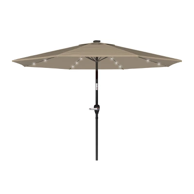 Nature Spring Tilting Patio Umbrella With Solar LED Lights - 10', Sand 3 Nature Spring Tilting Patio Umbrella With Solar LED Lights - 10', Sand