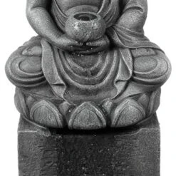 LuxenHome Gray Resin Meditating Buddha On Column Outdoor Fountain With LED Light -Sunnydaze Decor Store GUEST 54ebead7 a85e 4666 9ab9 06f138eb427f