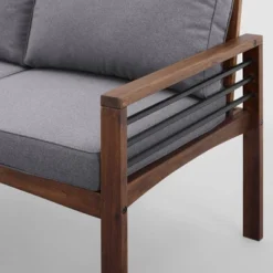 Saybrook Modern Metal And Wood Patio Loveseat - Gray/Dark Brown - Saracina Home 18 Saybrook Modern Metal And Wood Patio Loveseat - Gray/Dark Brown - Saracina Home -Sunnydaze Decor Store GUEST 552352ef 3e24 41f9 9609 1cdc37ebecff