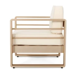 Maya Bay Patio Aluminum Club Chair - Gold/White - Christopher Knight Home -Sunnydaze Decor Store GUEST 55ffa37b 508a 491e 8f0c 45f7b4c71658