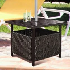 Costway Brown Rattan Wicker Steel Side Table Outdoor Furniture Deck Garden Patio Pool 12 Costway Brown Rattan Wicker Steel Side Table Outdoor Furniture Deck Garden Patio Pool -Sunnydaze Decor Store GUEST 5621c5d4 ce49 4c7b 8205 8ac01891b014