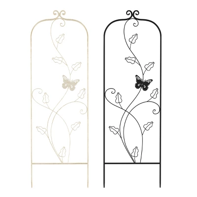 Garden Trellis-For Climbing Plants- 46-Inch White Decorative Leafy Vine & Butterfly Metal Panel-For Roses, Vegetable Plants & Flowers By Pure Garden 7 Garden Trellis-For Climbing Plants- 46-Inch White Decorative Leafy Vine & Butterfly Metal Panel-For Roses, Vegetable Plants & Flowers By Pure Garden - Image 5