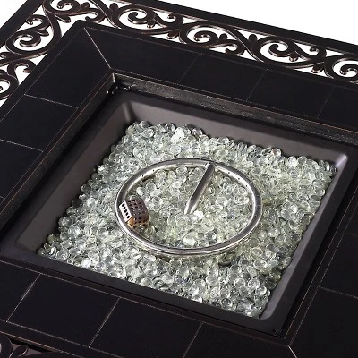 5pc Set With 42" Square Outdoor Aluminum Fire Table & 4 Swivel Rocking Chairs & A Wind Blocker - Oakland Living 6 5pc Set With 42" Square Outdoor Aluminum Fire Table & 4 Swivel Rocking Chairs & A Wind Blocker - Oakland Living - Image 4