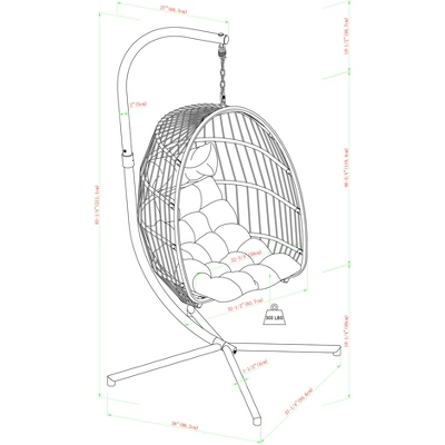 Toluca Hanging Outdoor Boho Egg Chair With Cushion - Saracina Home 13 Toluca Hanging Outdoor Boho Egg Chair With Cushion - Saracina Home - Image 11