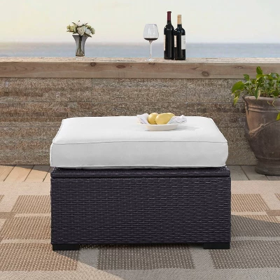 Biscayne Outdoor Wicker Ottoman - White - Crosley 4 Biscayne Outdoor Wicker Ottoman - White - Crosley - Image 2